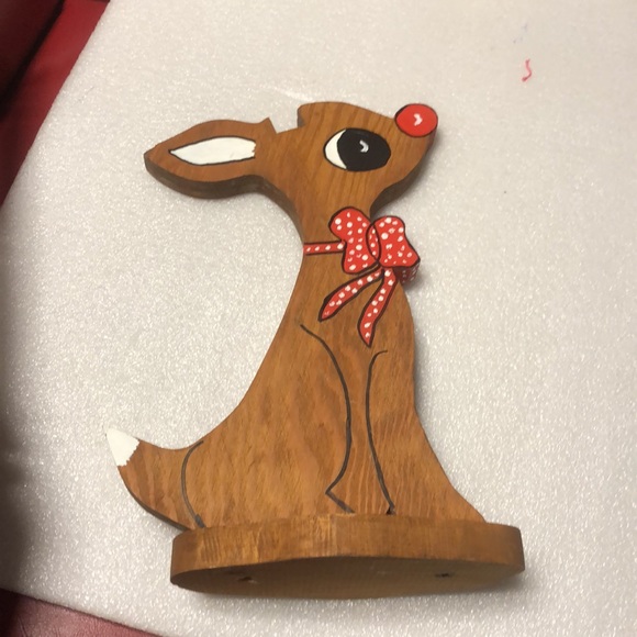 Vintage wooden Red nose Reindeer - Picture 8 of 14